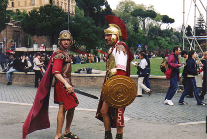 Roman men dressed as soldiers of ancient Rome